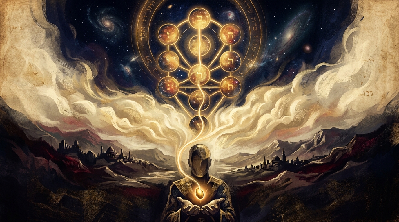 Light descending from cosmos to a single heart