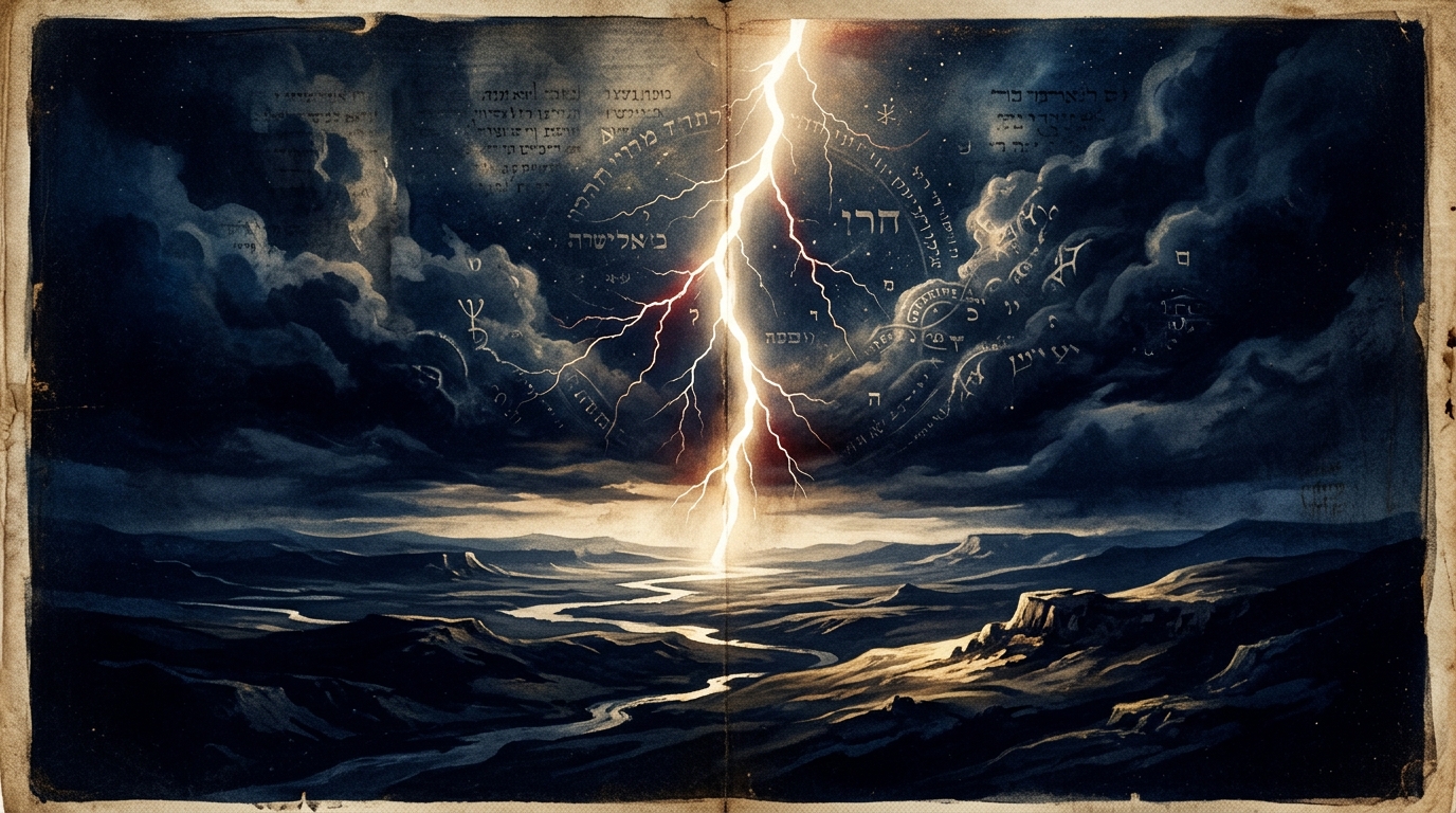 A single bolt of lightning illuminating the world