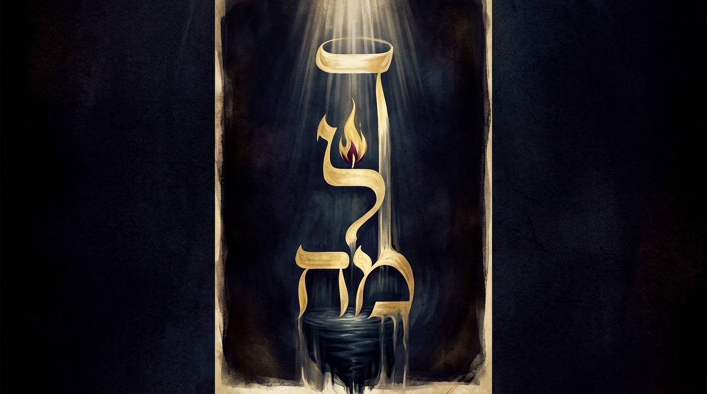 The letters mem, lamed, kaf as architectural elements